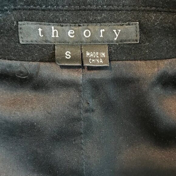 Theory Ellery Explorer 78% Virgin Wool Black Double Breasted Coat Size S - Picture 6 of 7